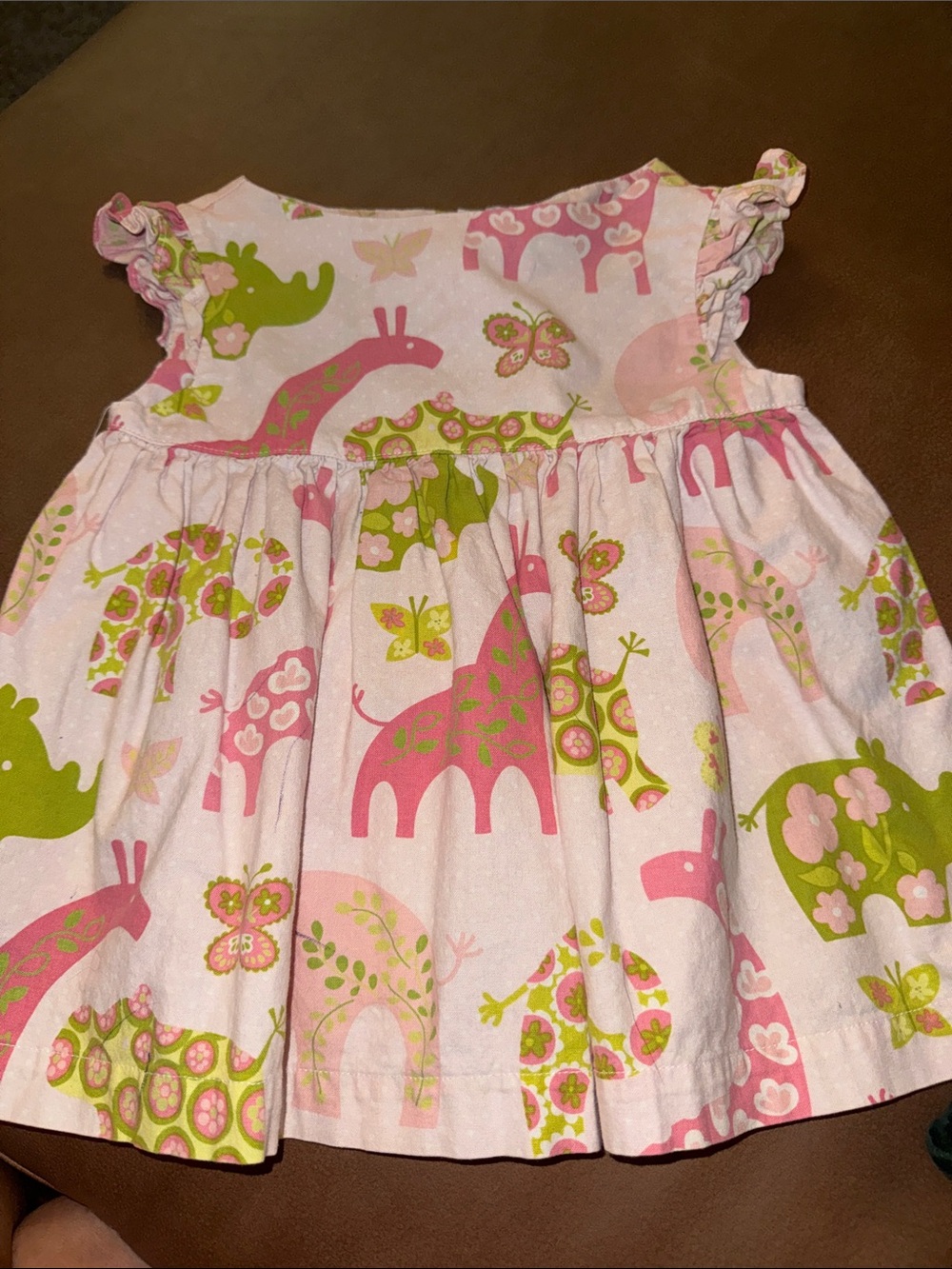 Girls Pink & Green Giraffe Print Sundress Top